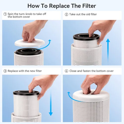 Miniatura 8 de FULMINARE Purificadores de aire para dormitorio H13 True HEPA filtro de aire, limpiador de aire silencioso con luz nocturna, purificador de aire