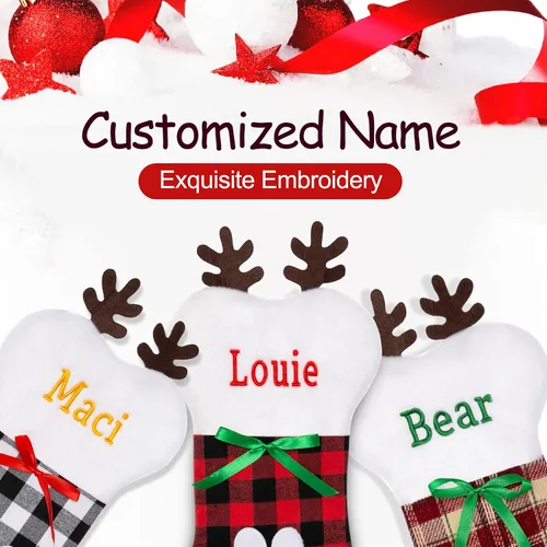 Miniatura 4 de Calcetín de Navidad Personalizado Grande Tejido Personalizado Bordado con Nombre Calcetín de Navidad para Familia Niños Mascotas Decoración