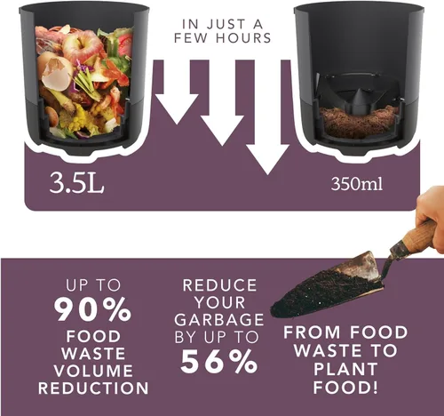 Miniatura 6 de Food Cycler Eco 3 Reciclador de Alimentos Compacto para Cocina Alternativa de Encimera de Compostaje Interior Dispositivo Eléctrico de Gris