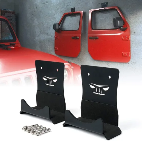 Xprite Ganchos de almacenamiento de puerta de montaje en pared resistentes – Ganchos de metal extraíbles con forro de goma para Jeep Wrangler CJ YJ