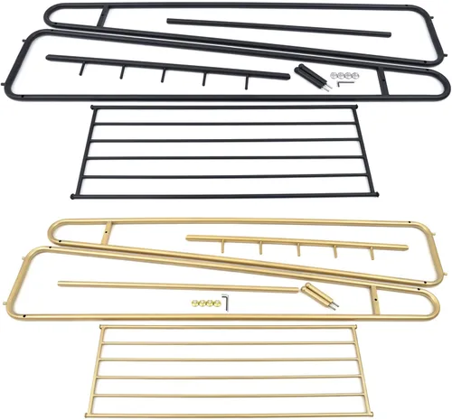 Miniatura 8 de Perchero de ropa resistente para dormitorio, sala de estar, perchero independiente de acero de estilo moderno con estantes, armario, color negro