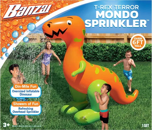 Miniatura 2 de BANZAI T-Rex Terror Mondo - Rociador de agua, longitud: 96 pulgadas, ancho: 80 pulgadas, juguete inflable para exteriores