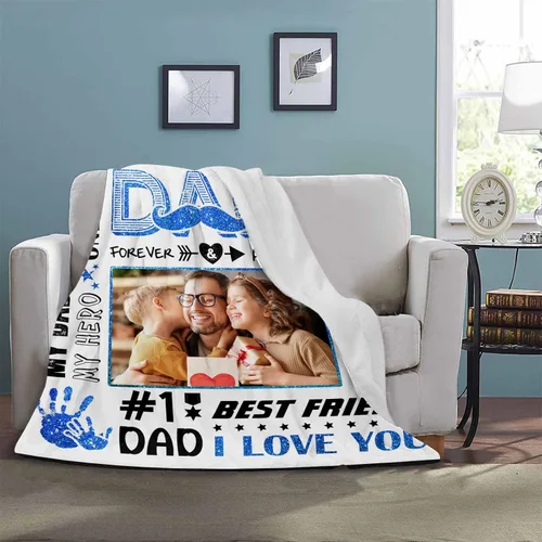 Miniatura 4 de D-Story Mantas personalizadas con imágenes para un papá, para el Día del Padre, mantas con imágenes personalizadas, regalos para el Día del Padre