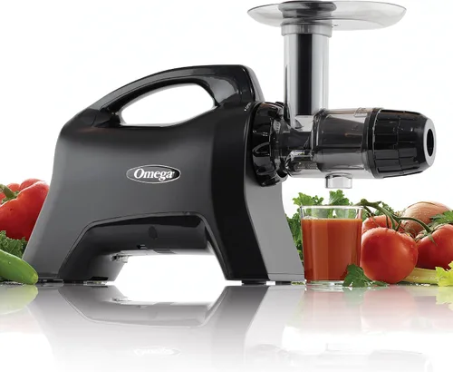 Miniatura 3 de Omega Máquina exprimidora de prensado en frío, extractor de jugo de frutas y verduras y sistema de nutrición para leche de nuez para bebés y Negro