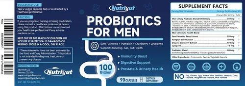 Miniatura 9 de Probióticos para hombres, 100 mil millones de UFC con prebióticos, bayas de palma enana, semillas de calabaza, arándano y licopeno para la salud