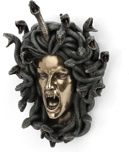 Miniatura 2 de Veronese Design Placa de pared de fantasía griega gótica con cabeza de Medusa de 13 5/8 pulgadas, resina fundida en frío, estatua con acabado