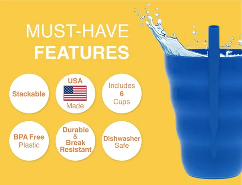 Miniatura 3 de Arrow Home Products Sip A Cup con popote integrado, 10 onzas, paquete de 6 vasos con popote sin BPA para niños, ideal para uso diario, fabricado