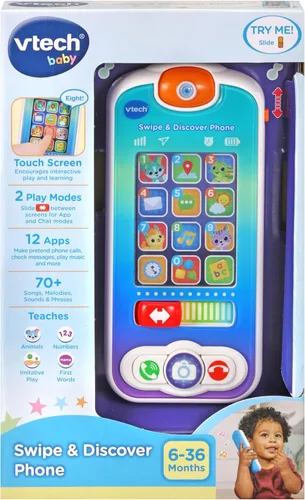 Miniatura 7 de VTech Desliza y descubre el teléfono, teléfono de juego para bebés niñas y niños, juguete interactivo con luces y sonidos, juguetes de teléfono
