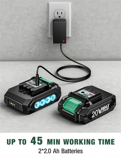 Miniatura 2 de KIMO Kit de Pulidora Inalámbrica para Coche 20V, Kit de Pulido de 25 Piezas, 6 Velocidades hasta 6000RPM / 2*Baterías de 2000mAh Pulidoras