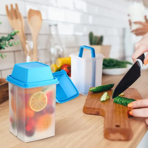 Miniatura 5 de Chengu 3 Recipientes para Encurtidos de Jalapeño con Coladores, Dispensadores Cuadrados para Almacenamiento de Condimentos y Alimentos, Portador