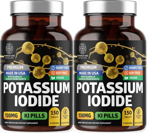 Tabletas de yoduro de potasio premium, píldoras naturales de KI para apoyar la inmunidad, 130 mg por porción, 300 unidades