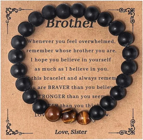 Pulsera de cuentas de obsidiana para hombre, regalo para papá, padrastro, tío, padrastro, hermano, hombre, regalo inspirador para el día del padre,