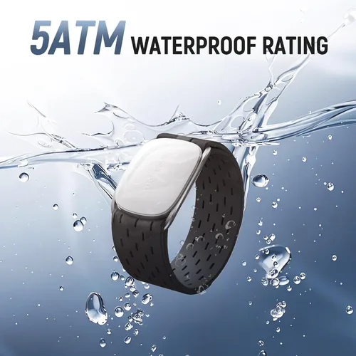 Miniatura 5 de Brazalete con monitor de frecuencia cardíaca Bluetooth, batería de 140 horas, altamente elástico y transpirable, 5 ATM impermeable, Ant+, uso