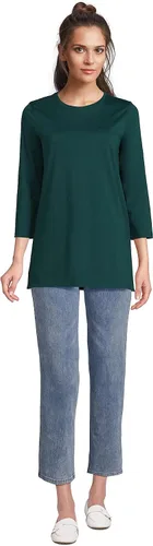 Miniatura 4 de Lands' End Túnica alta de algodón Supima con cuello redondo y manga 34 para mujer