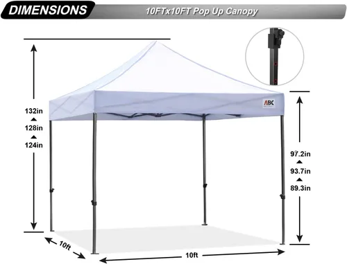 Miniatura 4 de Abccanopy - Carpa de toldo para tienda de campaña comercial instantánea con bolsa de transporte con ruedas, 4 bolsas de arena, Blanco