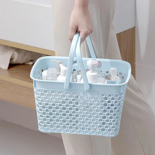 Miniatura 5 de Anyoifax Cesta portátil para ducha, bolsa de limpieza de plástico con asas, organizador de almacenamiento grande para baño, dormitorio