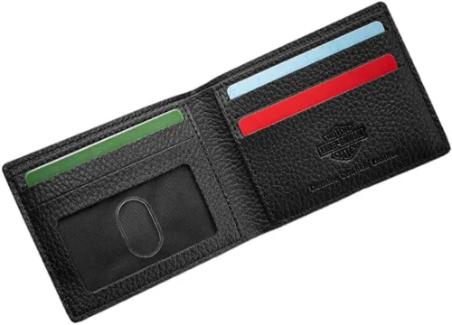 Miniatura 2 de Harley-Davidson 99433-18VM - Cartera de piel con rayas en relieve para hombre