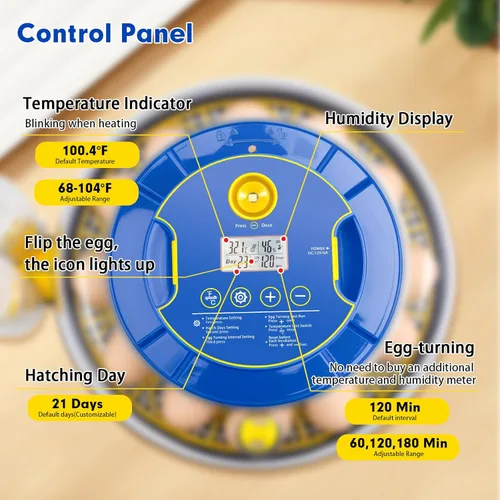 Miniatura 5 de Incubadora automática de 18 huevos con control de temperatura y humedad, incubadoras para incubar huevos, pollo, patos, ganso, paloma, codorniz