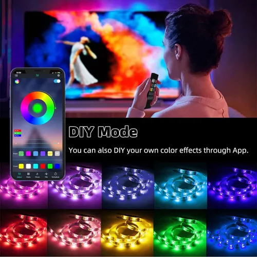 Miniatura 4 de 10 piezas de kit de iluminación RGB debajo del gabinete, luces de tira LED con control remoto y aplicación, luces LED de cambio