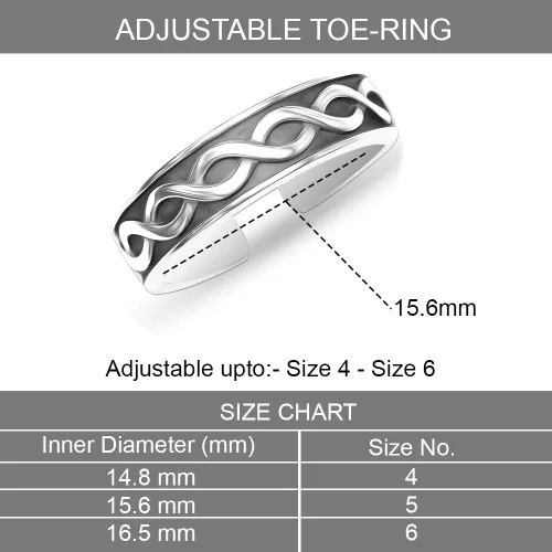 Miniatura 3 de LeCalla Anillo de dedo del pie de plata de ley 925 para mujer Anillo antiguo simple abierto ajustable Anillos minimalistas para regalar