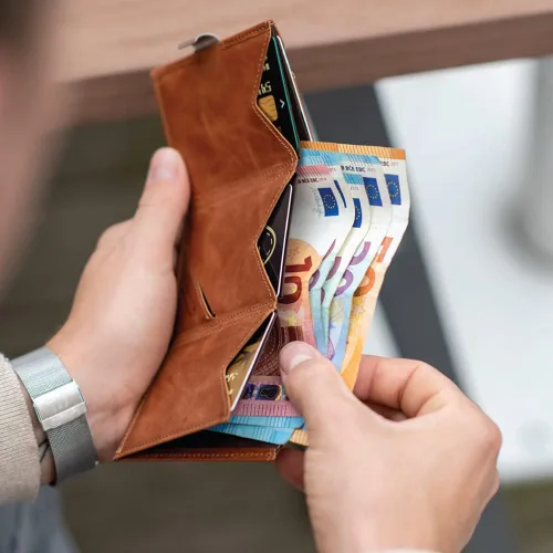 Miniatura 8 de Cartera de cuero triple - Bloqueo RFID con clip de bloqueo de acero inoxidable