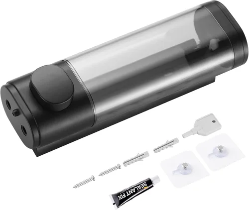 Miniatura 9 de Dispensador de ducha Pollock - Dispensador de champú y acondicionador sin taladro de 1 cámara para baño, de gran capacidad, negro