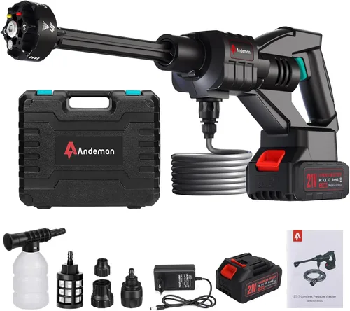Lavadora a presión inalámbrica 800PSI 1.5GPM - Batería de 3.0Ah Lavadora a presión inalámbrica portátil con boquilla 6 en 1 | para lavado de autos,