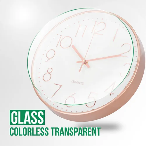 Miniatura 5 de Reloj de pared de 12 pulgadas, silencioso, sin tictac, moderno, estilo simple, redondo, decorativo, con esfera estereoscópica de cuarzo, para Oro