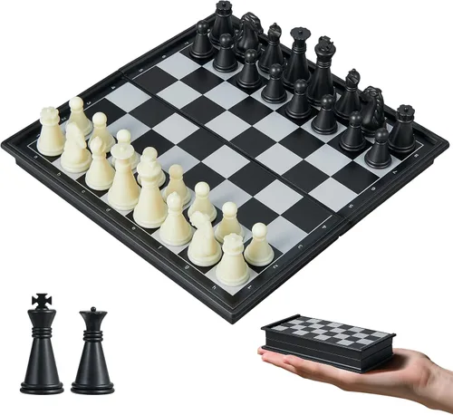 Mini juego de ajedrez de viaje - 5.1 pulgadas magnético portátil plegable juegos de mesa para niños - Juego de ajedrez de bolsillo pequeño (XS)