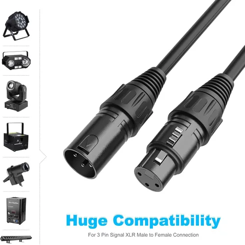 Miniatura 4 de MFL. Cable DMX flexible de 50 pies, 22 AWG, señal de 3 pines (compatible con XLR) macho a hembra, cable para iluminación de escenario, luces de DJ