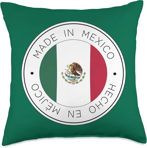 Made In Mexico Almohada verde con bandera mexicana, 18 x 18 pulgadas, multicolor