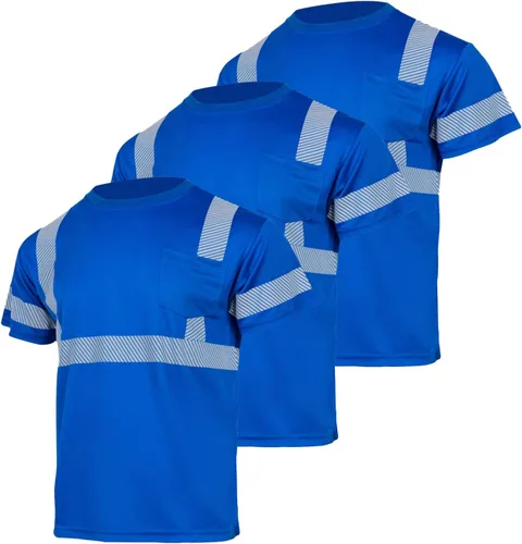 FONIRRA Hi Vis - Camisetas de seguridad con bolsillo para hombre, manga larga, reflectante, ANSI Clase 2, para trabajo
