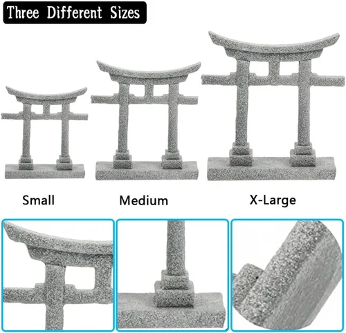 Miniatura 6 de livelyfish Decoración de pecera de puerta sintoísta japonesa Torii, estatua asiática de acuario, estatua asiática, santuario de Japón, puente