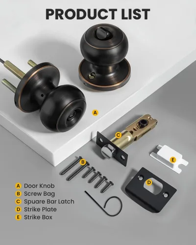 Miniatura 8 de Goldenwarm - Perillas interiores de puerta de bronce aceitado, perillas para puerta de dormitorio, pomo de puerta de bronce con privacidad, perilla