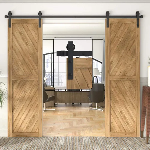 Winsoon puerta de madera para establo, deslizante; kit para clóset, gabinete, con piezas metálicas, estilo antiguo para puertas dobles, superficie