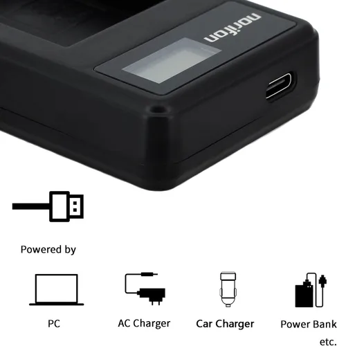 Miniatura 2 de Norifon Cargador USB LCD BP-808 para cámara Canon FS100, FS200, FS300, LEGRIA HF G10, LEGRIA HF G25 y más