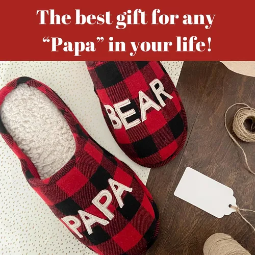 Miniatura 4 de Dearfoams Pantuflas de Navidad a juego para hombre con diseño de papá oso