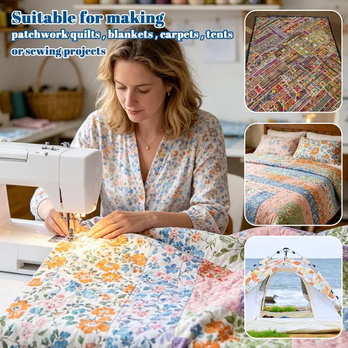 Miniatura 6 de 45 piezas de rollos de tela, tiras de tela precortadas para acolchar, tela de acolchado de algodón para manualidades de patchwork, algodón de tejido