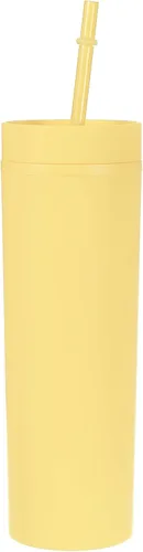Miniatura 15 de uxcell Vaso delgado con tapas y pajitas, vaso delgado de 16 onzas color negro mate a granel, vaso acrílico pastel reutilizable, vaso de plástico
