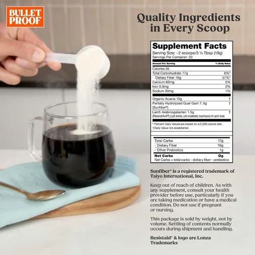 Miniatura 2 de Bulletproof Innerfuel - Polvo de fibra prebiótica, sin sabor, 0.66 onzas de fibra, de origen vegetal, sin OMG y probado por terceros, apoya la salud
