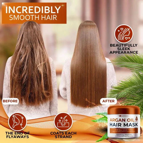 Miniatura 2 de Máscara de aceite de argán marroquí - Hidratante acondicionador profundo para cabello seco y extremadamente dañado - Tratamiento reparador