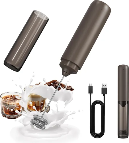 Miniatura 22 de CIRCLE JOY Espumador de leche recargable de mano, cabezal de batidor de doble bobina, espumador de café eléctrico, varilla espumadora de mano