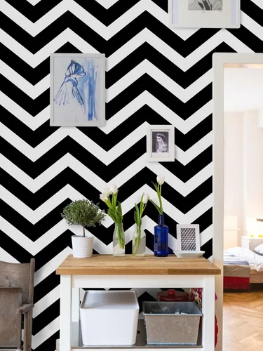 Miniatura 7 de Cohoo Home Papel tapiz de despegar y pegar en blanco y negro, moderno, a rayas blancas y negras, papel de contacto para armarios, autoadhesivo
