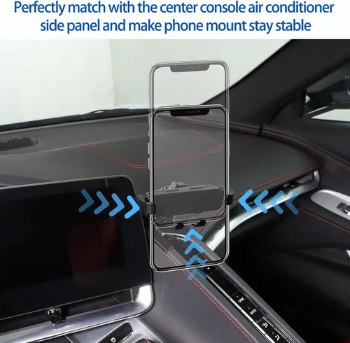 Miniatura 2 de Soporte de teléfono para automóvil para Chevrolet Corvette C8 2020-2025, soporte de teléfono celular para consola central, panel lateral de aire