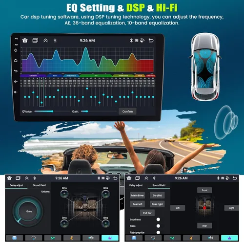 Miniatura 8 de [8-Core 4+64GB] Android 13 Doble DIN Radio de coche estéreo con Carplay inalámbrico y Android Auto, radio de coche de 9 pulgadas, soporte de espejo