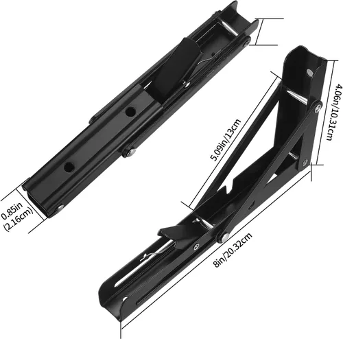 Miniatura 2 de 2 soportes plegables para estantes, soportes de estante triangulares flotantes resistentes de 8 pulgadas, soportes de estantes plegables, soportes