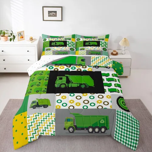 Miniatura 17 de Feelyou Juego de ropa de cama de camión de bomberos, edredón de coche de bomberos y policía para decoración de habitación de niños, tamaño Multi D05