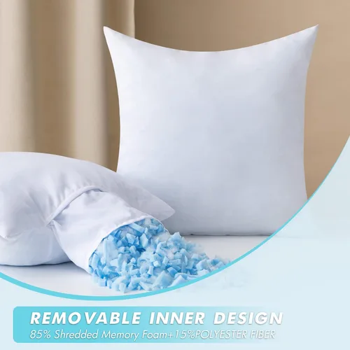 Miniatura 4 de MIULEE Paquete de 2 rellenos de almohada de 12 x 20 pulgadas, almohadas decorativas de espuma viscoelástica triturada de enfriamiento, ajustables