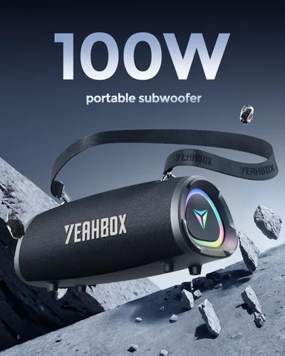 Miniatura 2 de YEAHBOX Altavoz portátil de 120W Max - Calidad de sonido excepcional con graves profundos, diseño acústico exclusivo, ideal para uso en interiores