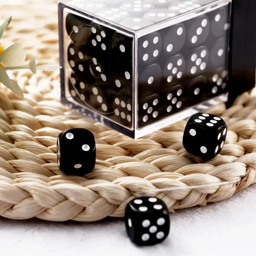 Miniatura 6 de 36 de paquete de dados de 12 mm de 6 caras MINI, juego de dados negros sólidos, dados de 6 caras de colores estándar para Tenzi, Bunco o enseñanza